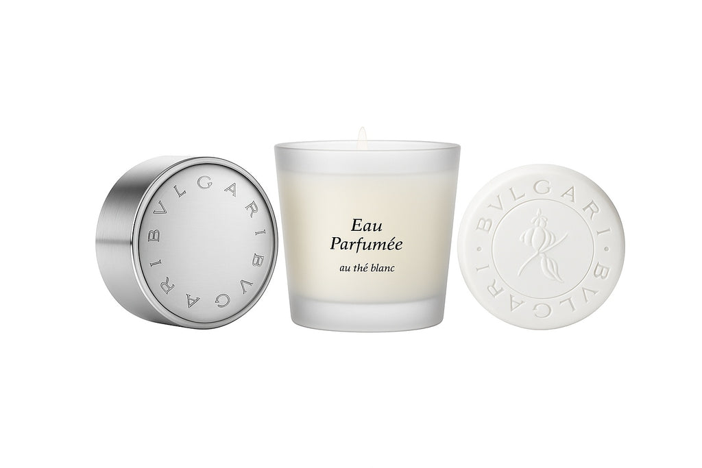 BVLGARI Eau Parfumée au Thé Blanc Set mit EdT 25 ml, Seife 50 g und Duftkerze 38 g.