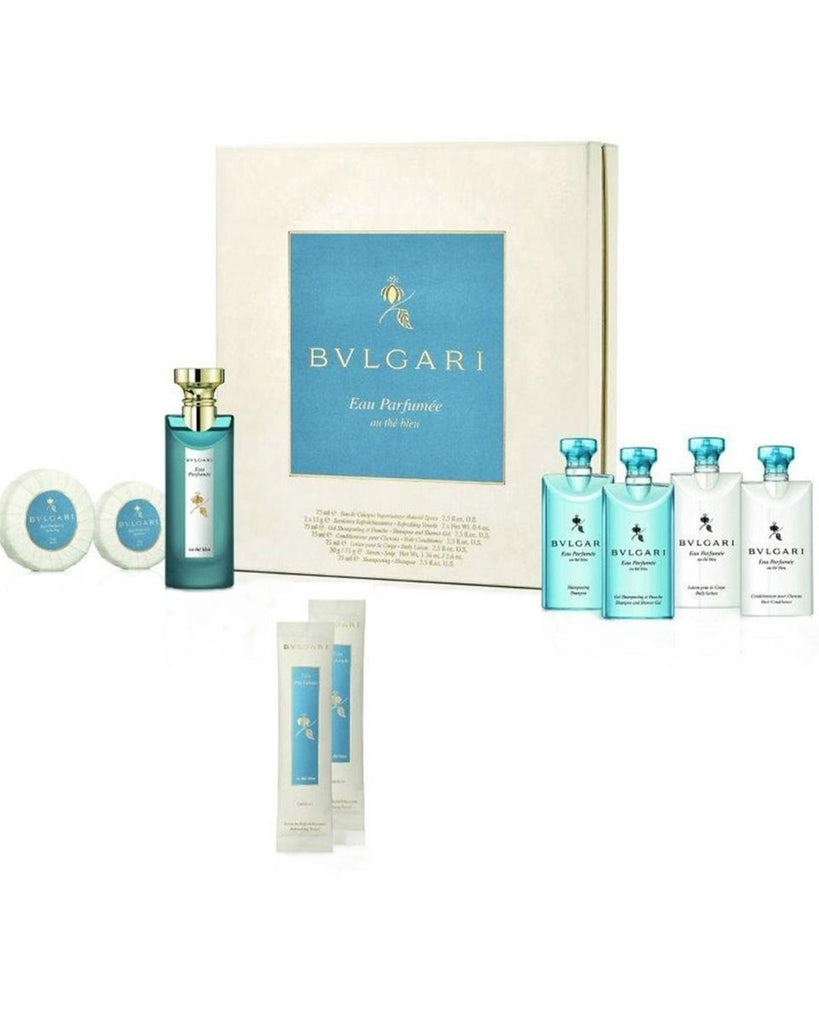 BVLGARI Eau Parfumée au Thé Bleu Geschenkset mit Eau de Cologne, Duschgel, Shampoo und Body Lotion – edle Pflege mit Oolong-Duft