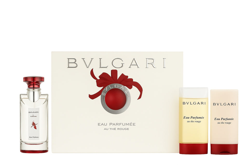 BVLGARI Eau Parfumée au Thé Rouge Parfum Set mit Duschgel, Body Lotion und Eau de Cologne für Damen und Herren