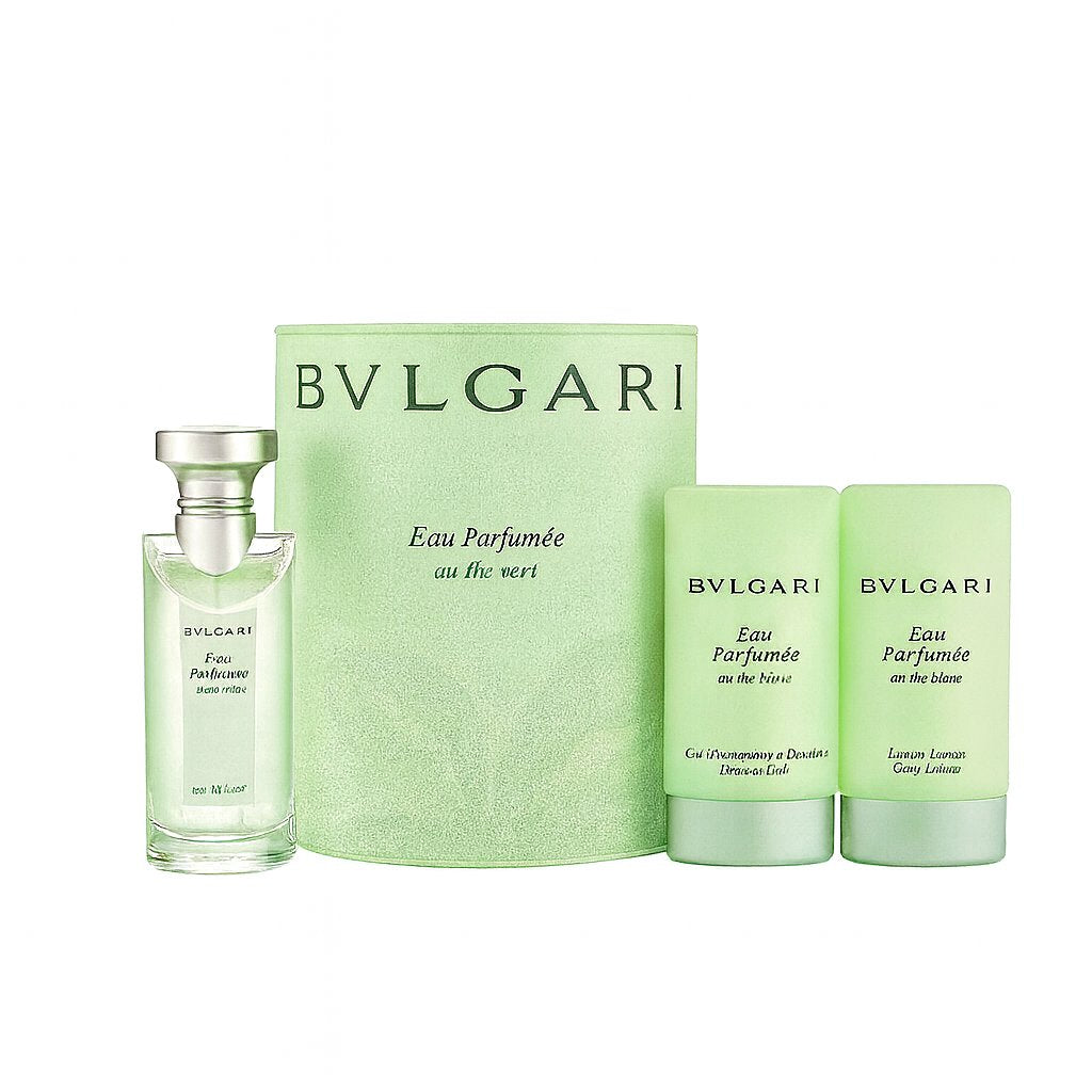 BVLGARI Eau Parfumée au Thé Vert Set mit Cologne 40 ml, Shower Gel 75 ml und Body Lotion 75 ml.