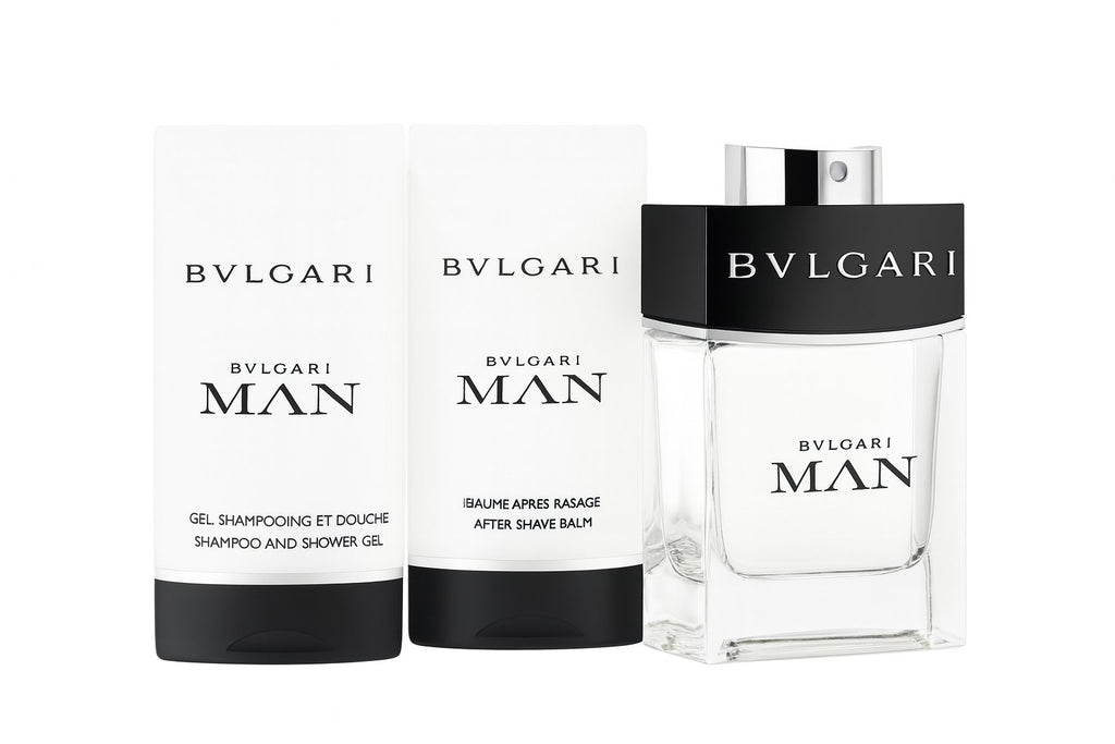 BVLGARI Man Set mit Eau de Toilette 60 ml, Shower Gel 75 ml und After Shave Balm 75 ml.