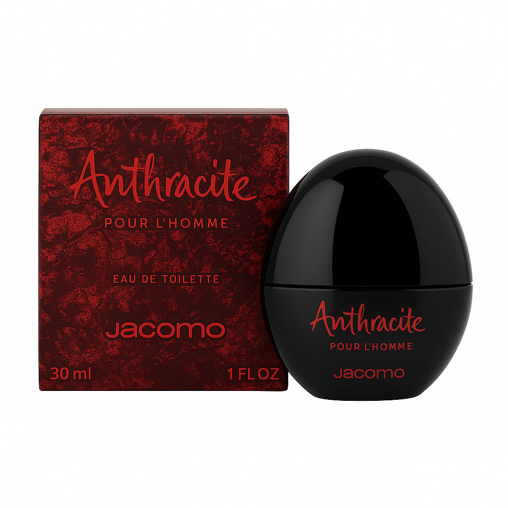 Jacomo Anthracite Pour L'Homme Eau de Toilette 30 ml – Herrenparfum in schwarzem Flakon mit roter Verpackung