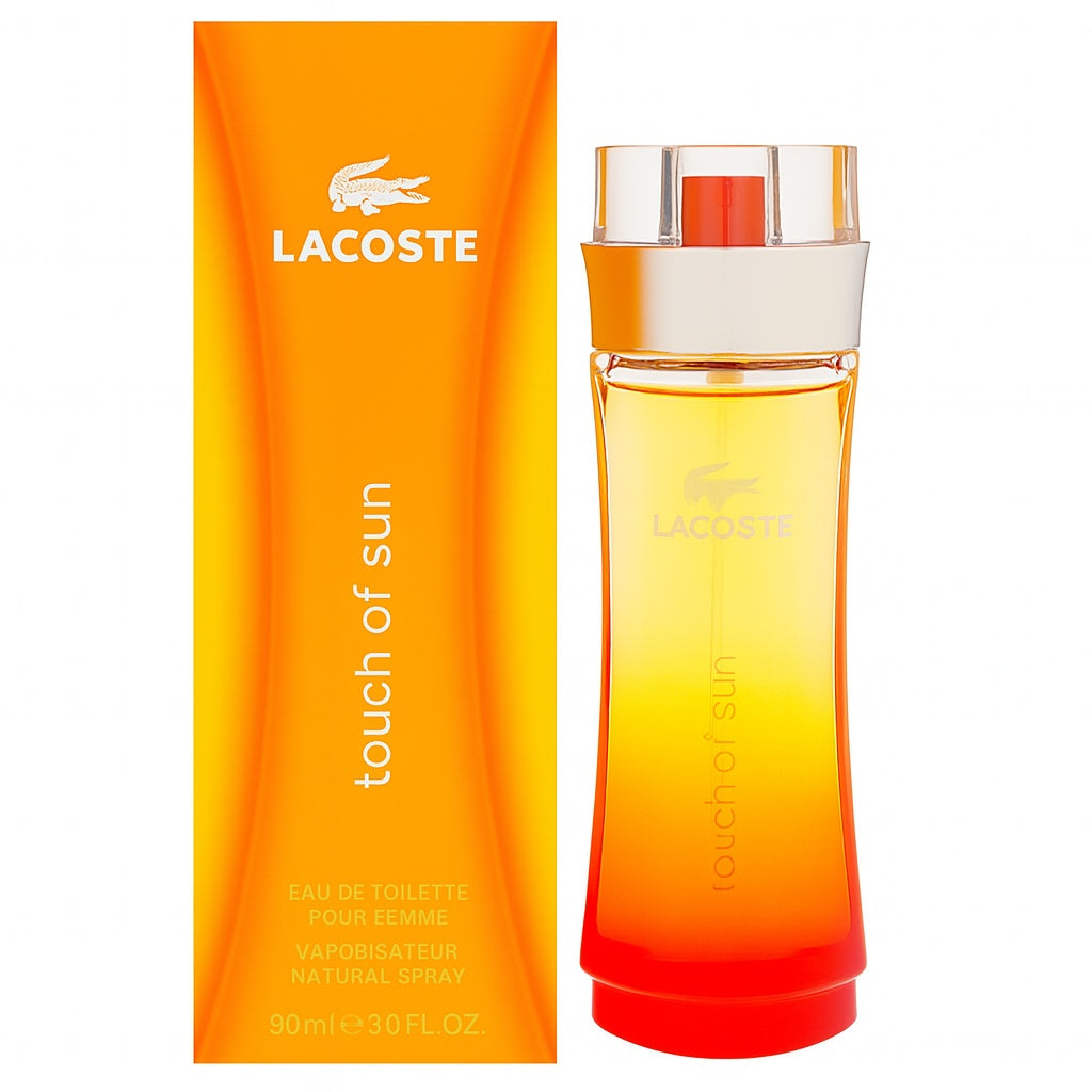 Lacoste Touch of Sun Damenduft Eau de Toilette 90 ml Flakon in Orange-Rot