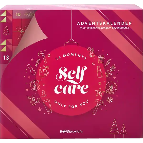 Rossmann Selfcare Adventskalender 2025 mit 24 Beauty- und Wellness-Produkten.